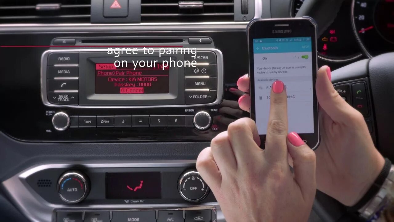 Подключение музыки через блютуз в машине KIA RIO - BLUETOOTH PAIRING - YouTube