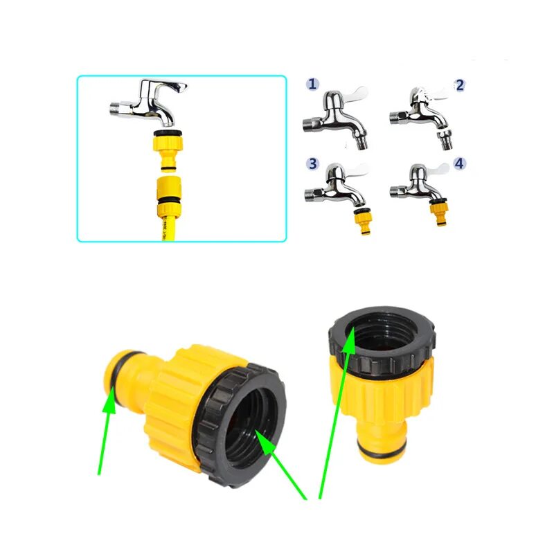 Подключение на два шланга Garden Hose Quick Connector Starter Set Tap Water Coupling Adapter Drip Tape Bar