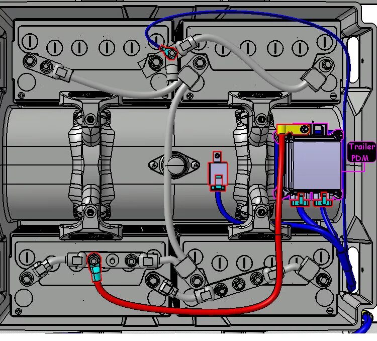 Подключение на грузовую машину Cascadia EPA2010 Trailer PDM - Battery Box