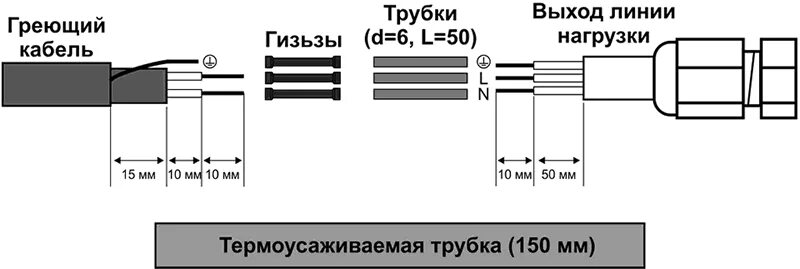 Подключение нагревательного кабеля к сети 220в схема Терморегулятор/термостат для защита труб и канализации от замерзания АРТ-18КБ, в