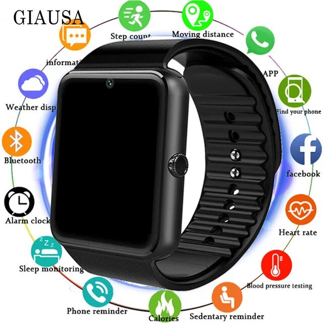 Подключение наручных часов к телефону Smart Watch GT08 Clock Sync Notifier Support Sim TF Card Bluetooth Connectivity 