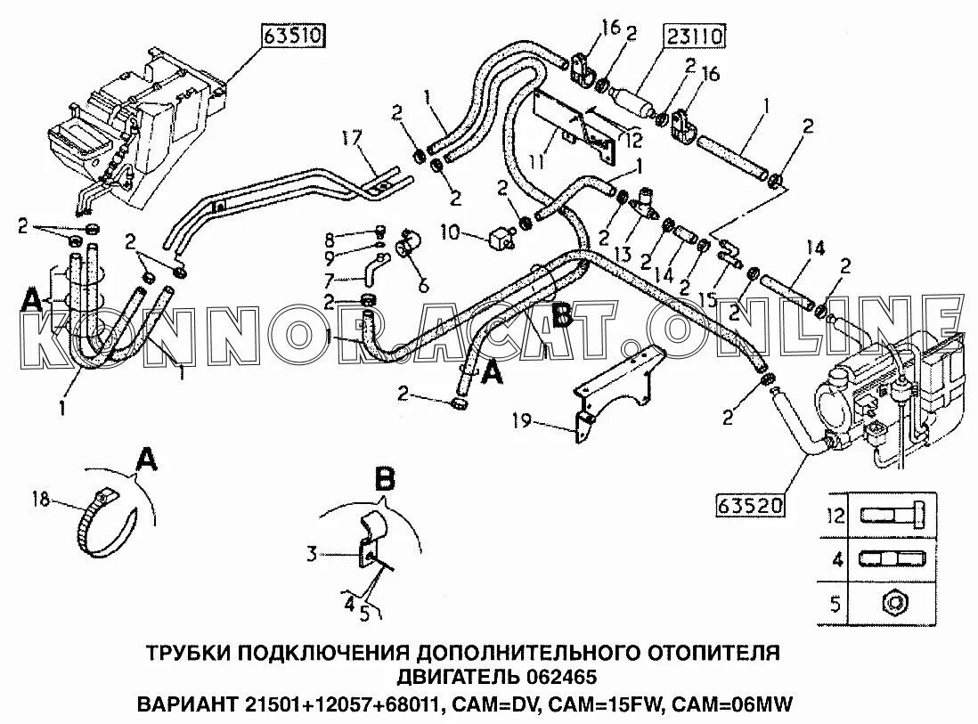 Подключение насоса 12в на рено магнум премиум Трубки подключения дополнительного отопителя Renault Magnum Запчасти Konnor