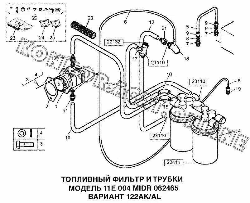 Подключение насоса 12в на рено магнум премиум Топливный фильтр и трубки Renault Magnum Запчасти Konnor