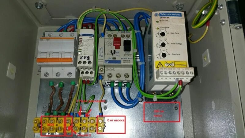 Подключение насоса 380в Как подключить Реле давления 220в к насосу 380в через щет с плавным пуском Элект