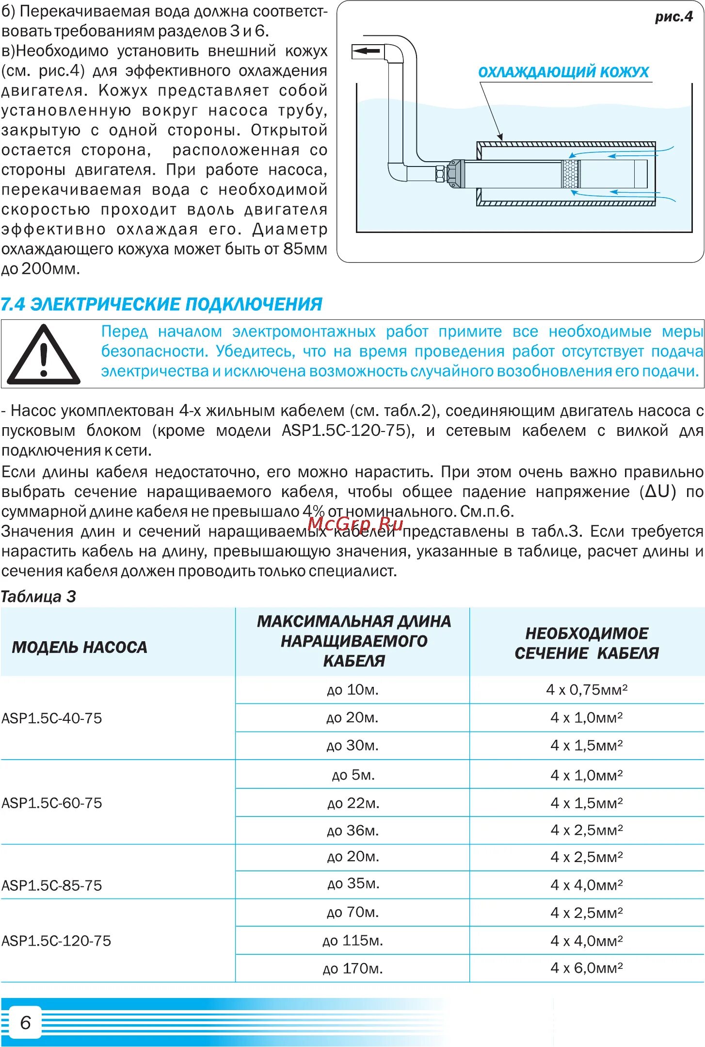 Подключение насоса aquario Aquario ASP1.5С-120-75 8/16 Страница 8