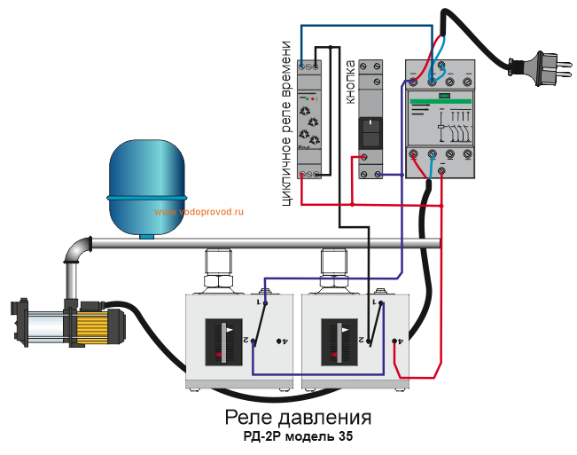 Подключение насоса через реле Подключение реле давления к насосу