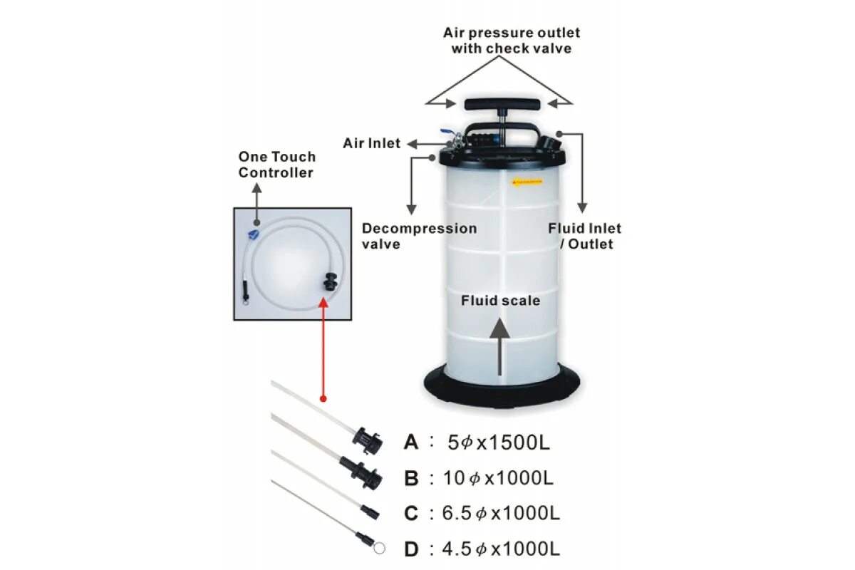 Подключение насоса для откачки масла Установка для выкачивания жидкостей через щуп ручной/пневматический 10л, Forsage