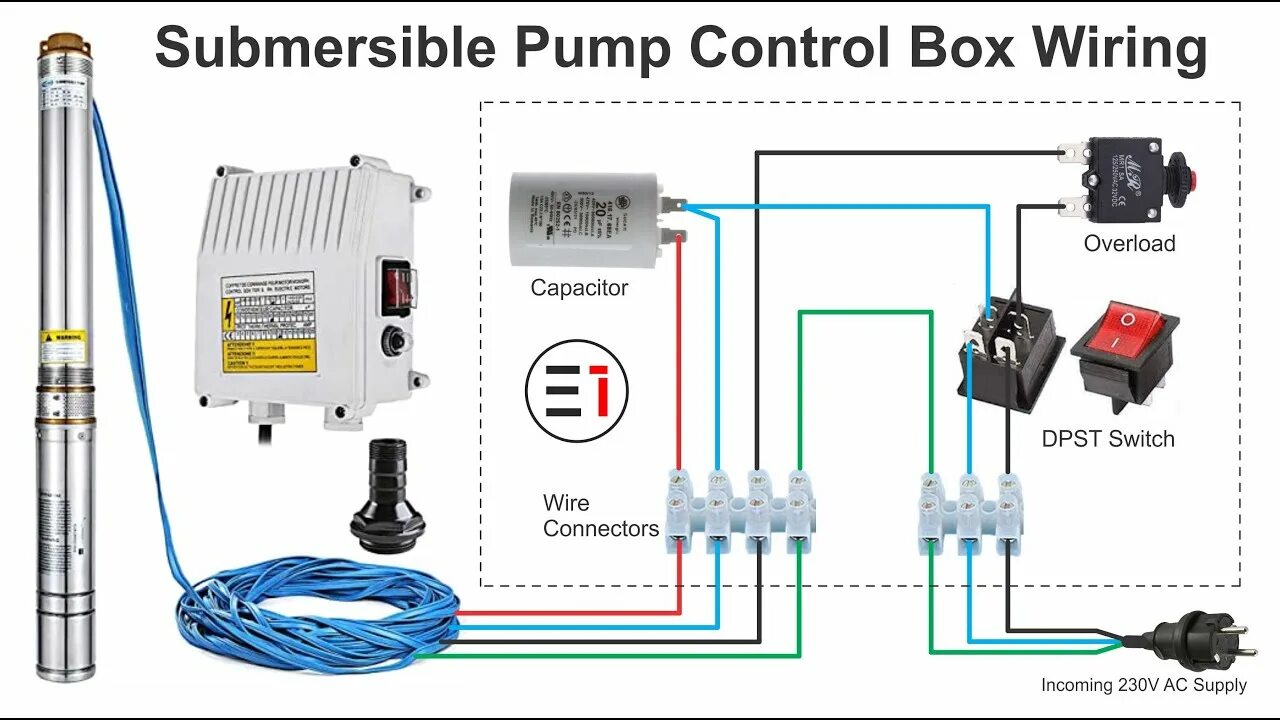 Подключение насоса электрика How to Wire Submersible Motor Control Box By "ELEKTRICAR 1" - YouTube