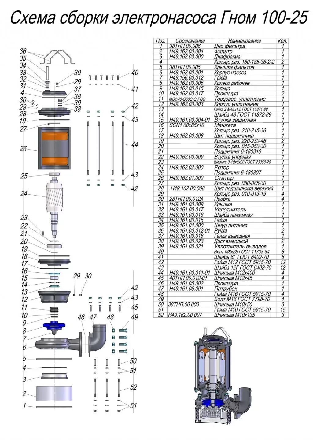 Подключение насоса гном 16 16 Уплотнение торцовое MG1/40-G60Q1Q1PGG для насосов ГНОМ100-25 - купить в Насос-Це