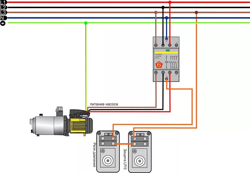Подключение насоса к сети схема Автоматизация трехфазного насоса