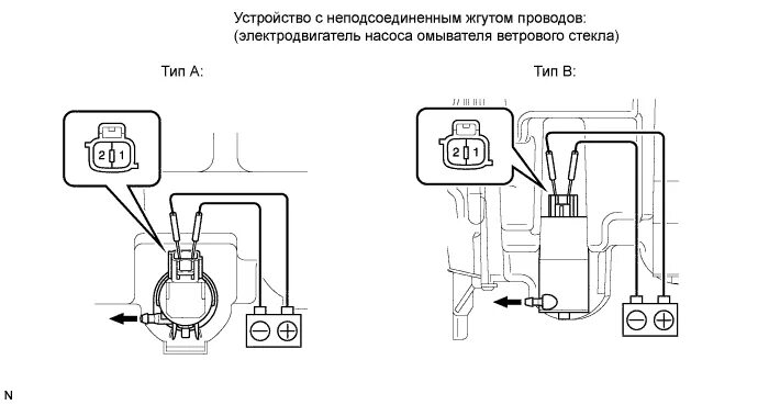 Подключение насоса омывателя стекла TechDoc