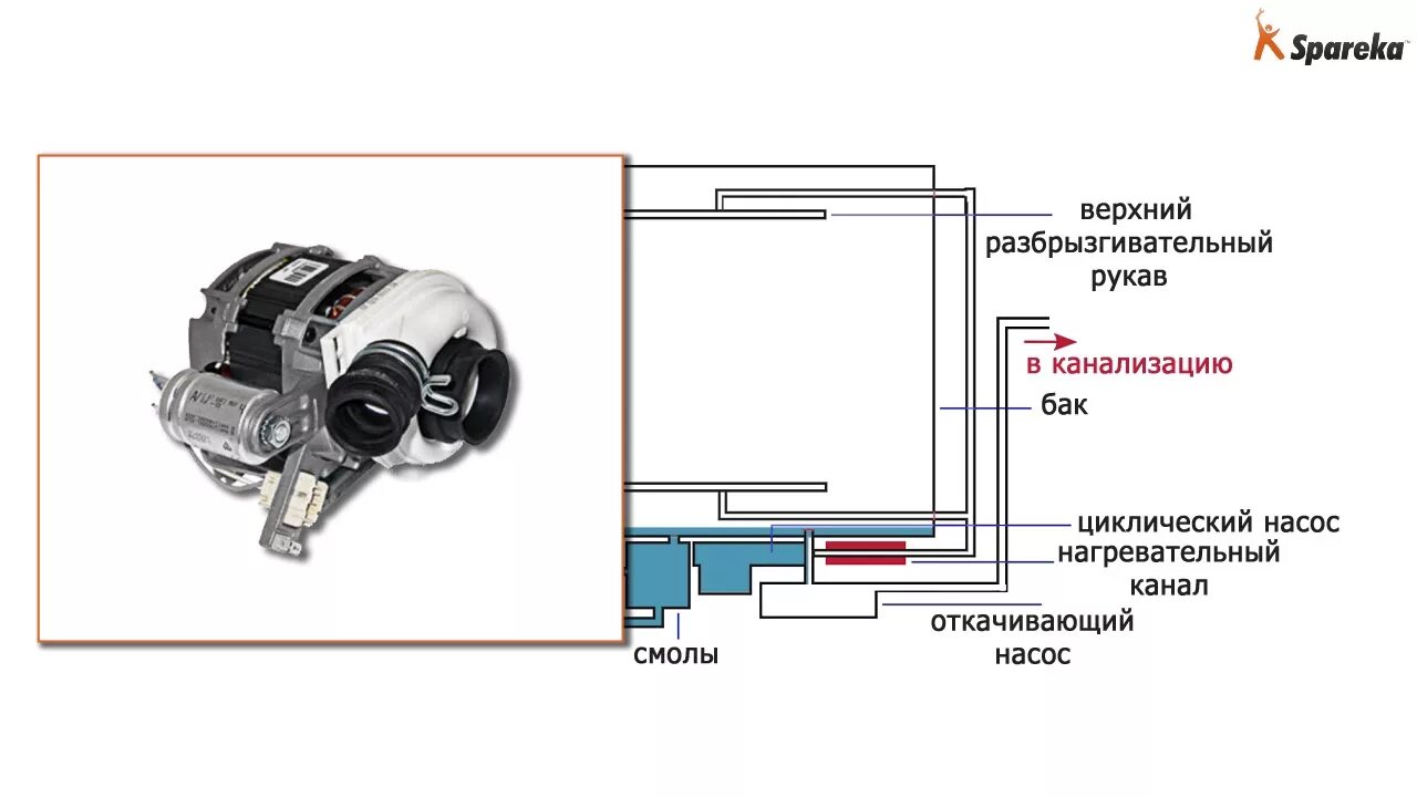 Подключение насоса посудомоечной машины Как работает посудомоечная машина? : Схема циркуляции воды - YouTube