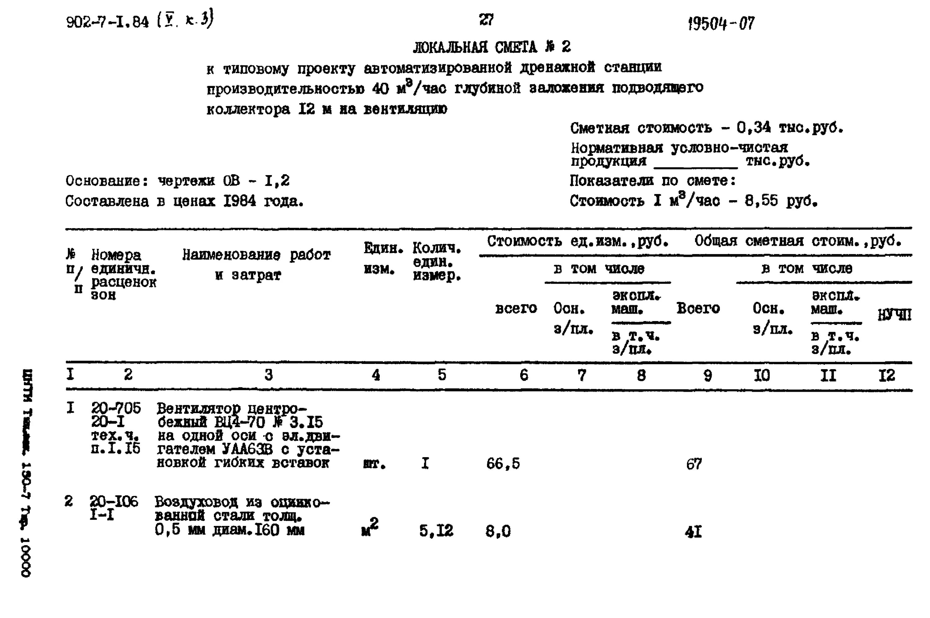 Подключение насоса расценка в смете Скачать Типовой проект 902-7-1.84 Альбом V. Книга 3. Сметы НС 40/12