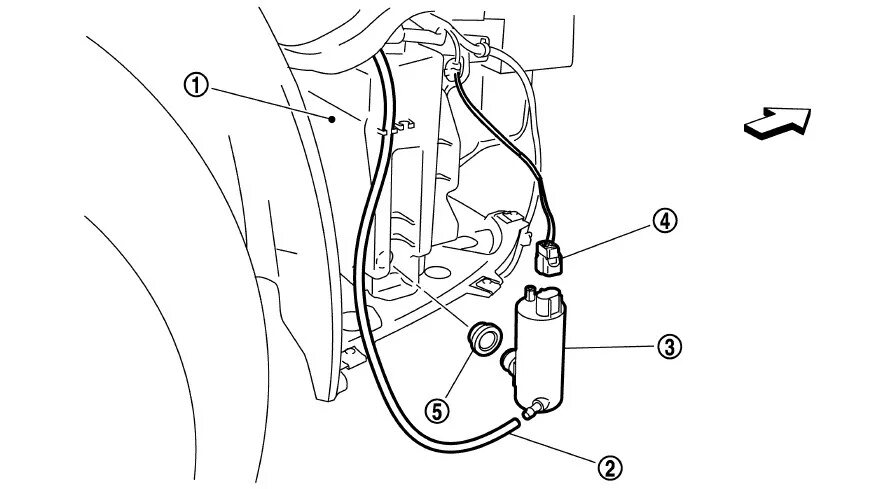 Подключение насоса стеклоомывателя Замена насоса стеклоомывателя, дворников и форсунок - Nissan Teana (J32), 2,5 л,