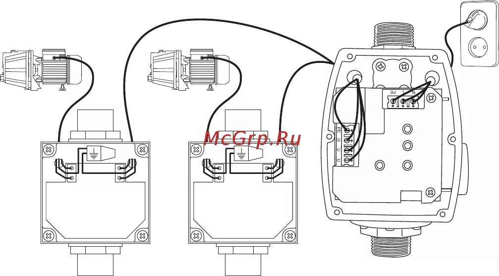 Подключение насоса unipump Unipump АКВАРОБОТ ТУРБИПРЕСС Б2 11/18 Электрическое подключение