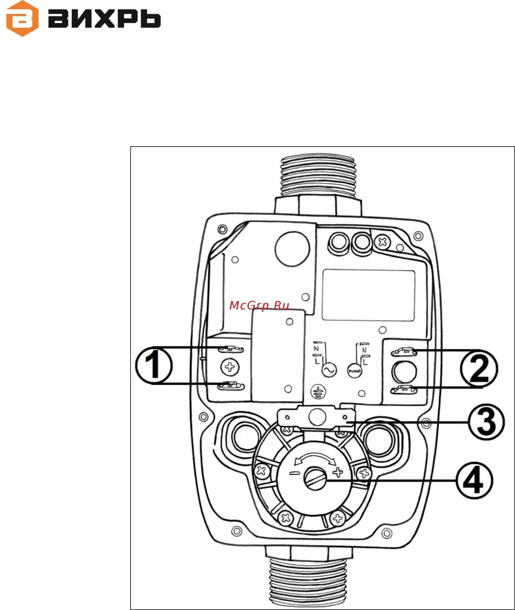 Подключение насоса вихрь Вихрь Контроллер насоса ВИХРЬ Руководство пользователя онлайн 9/20 387468