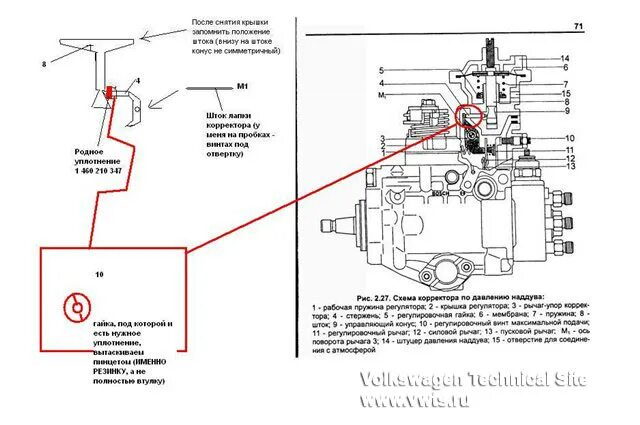 Подключение насоса высокого давления Замена уплотнения штока корректора наддува ТНВД (сапуна) - База знаний "Дизельны