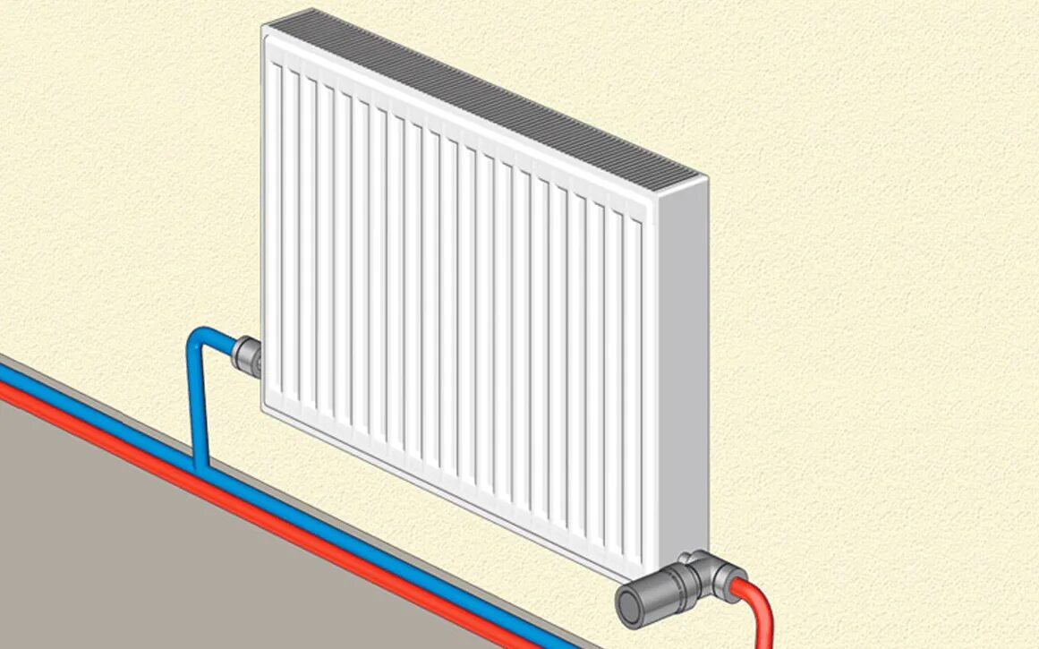 Подключение настенных радиаторов отопления Подключение батарей отопления с нижним подключением - Теплоприбор