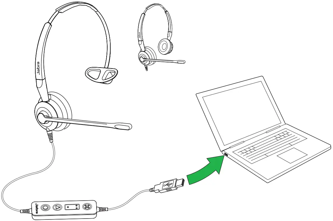 Подключение наушников через usb Jabra BIZ 2400 II USB/BT Headset Mono User Manual