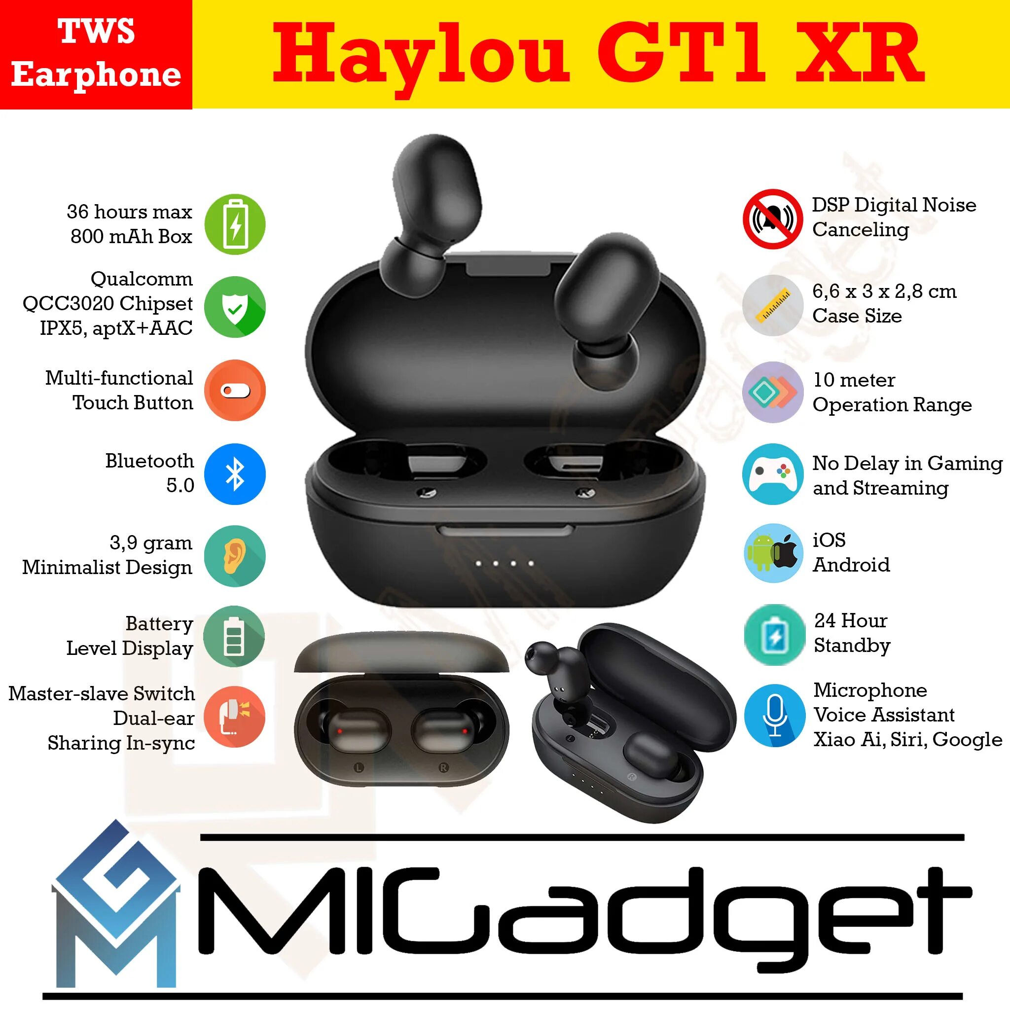 Подключение наушников haylou к телефону Haylou GT1 XR TWS Earphone aptX AAC Qualcomm Chipset alt GT1 Pro - Mi Gadget Mal