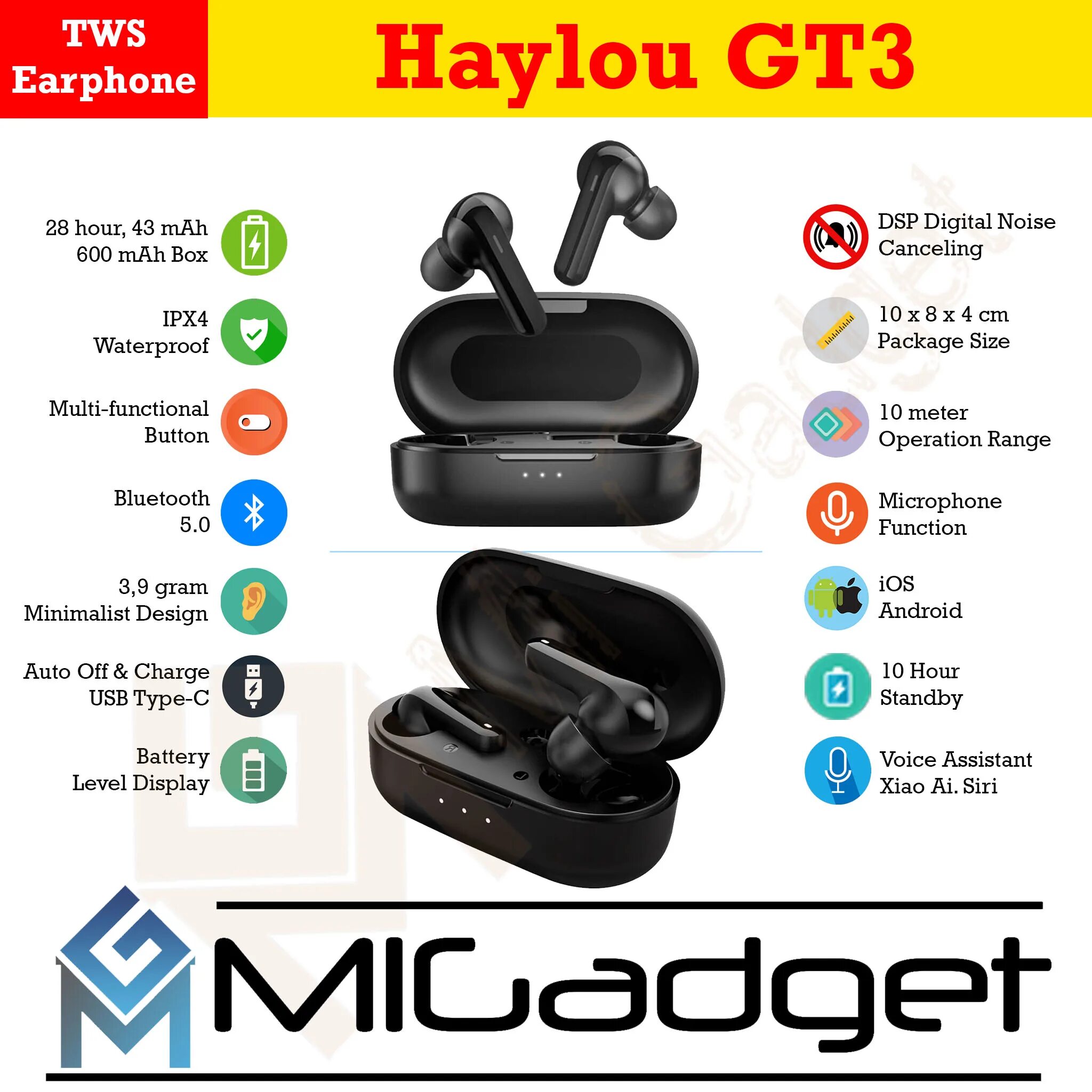 Подключение наушников haylou к телефону Haylou GT3 GT 3 TWS Bluetooth Earbuds - Mi Gadget Malang