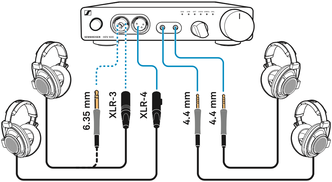 Подключение наушников к pico 4 SENNHEISER HDV 820 - усилитель для наушников 4 выхода / 32 бит/384 кГц