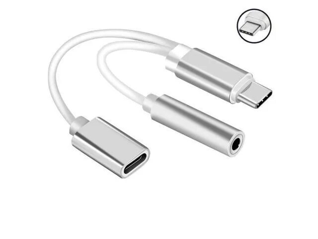 Подключение наушников type c к телефону 1Pcs For Samsung S8 2 in 1 USB Type C To 3.5mm Jack AUX Audio Splitter Converter