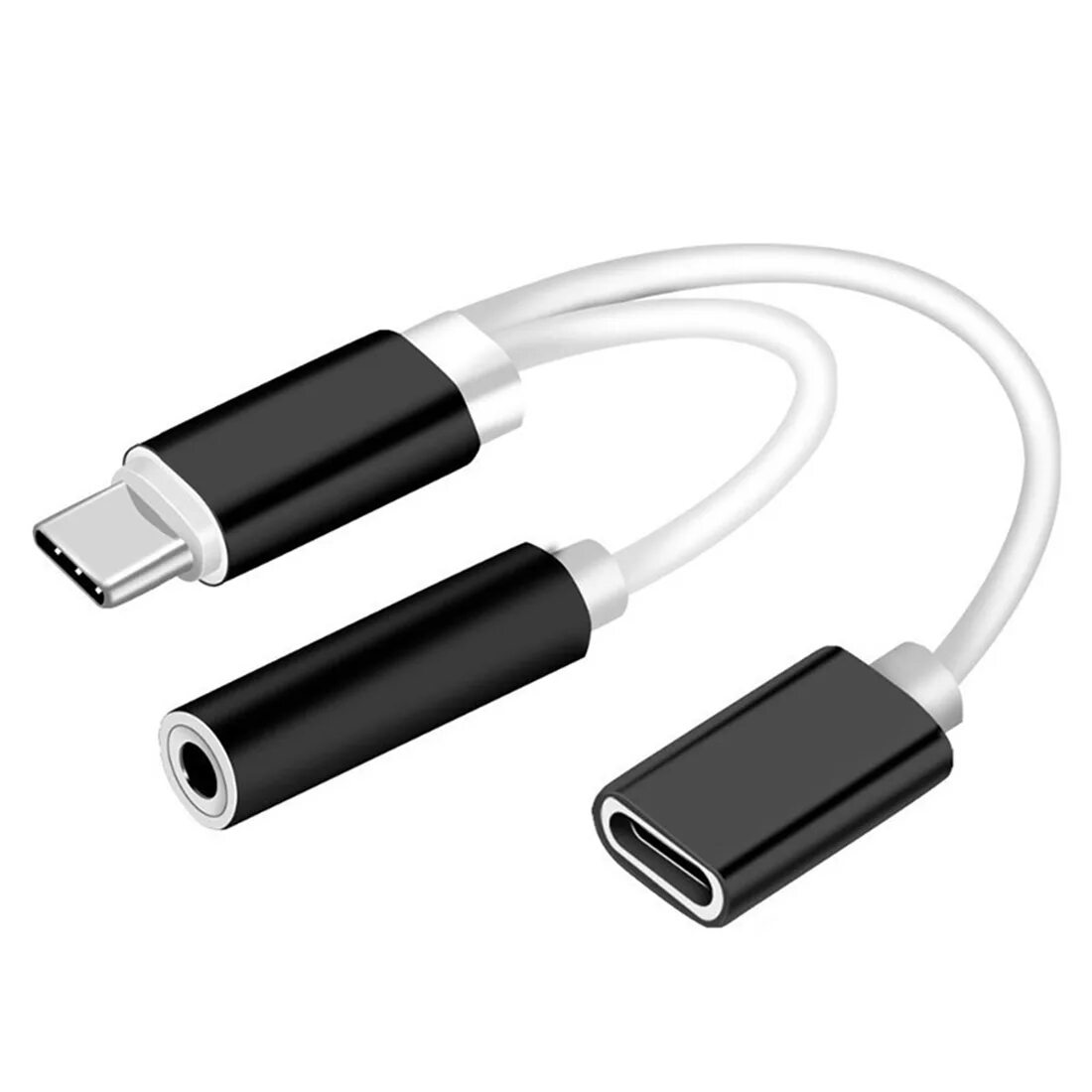 Подключение наушников type c к телефону Коммутатор Черный Аудиокабель USB TYPE-C - 3,5 TYPE-C для зарядки телефона - куп