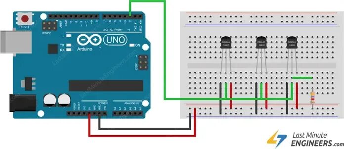 Подключение нескольких датчиков температуры ds18b20 к arduino Interfacing Multiple DS18B20 Digital Temperature Sensors with Arduino