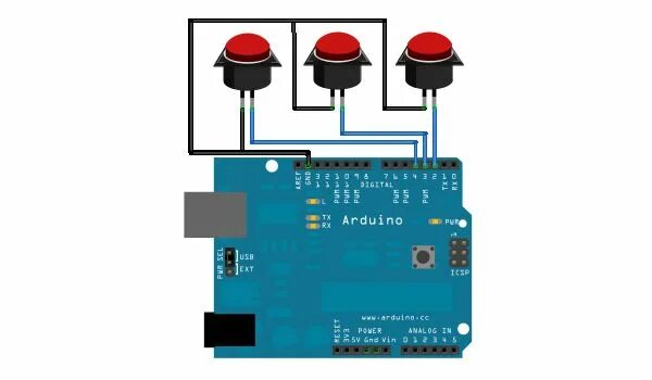 Подключение нескольких кнопок arduino_3button keyboard Arduino, Arduino usb, Keyboard