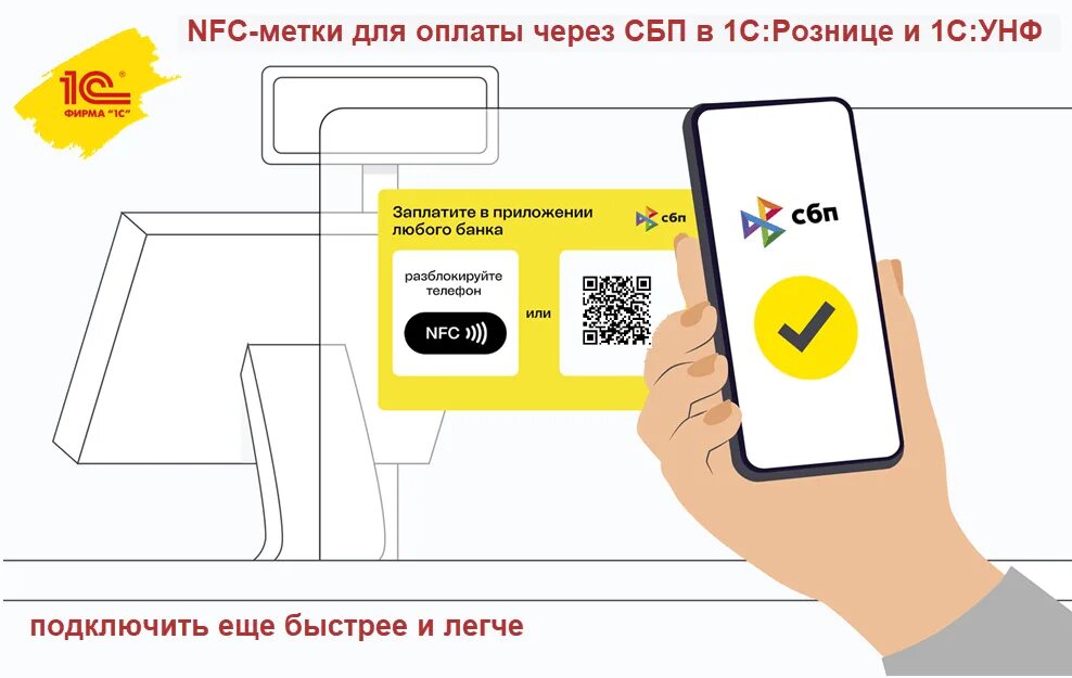 Подключение nfc к телефону Подключить NFC-метку для оплаты через СБП к 1С:Рознице и 1С:УНФ еще быстрее и ле