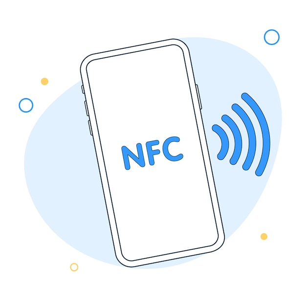 Подключение nfc к телефону Значок вектора технологии nfc телефон смартфон простой знак контура линии near f