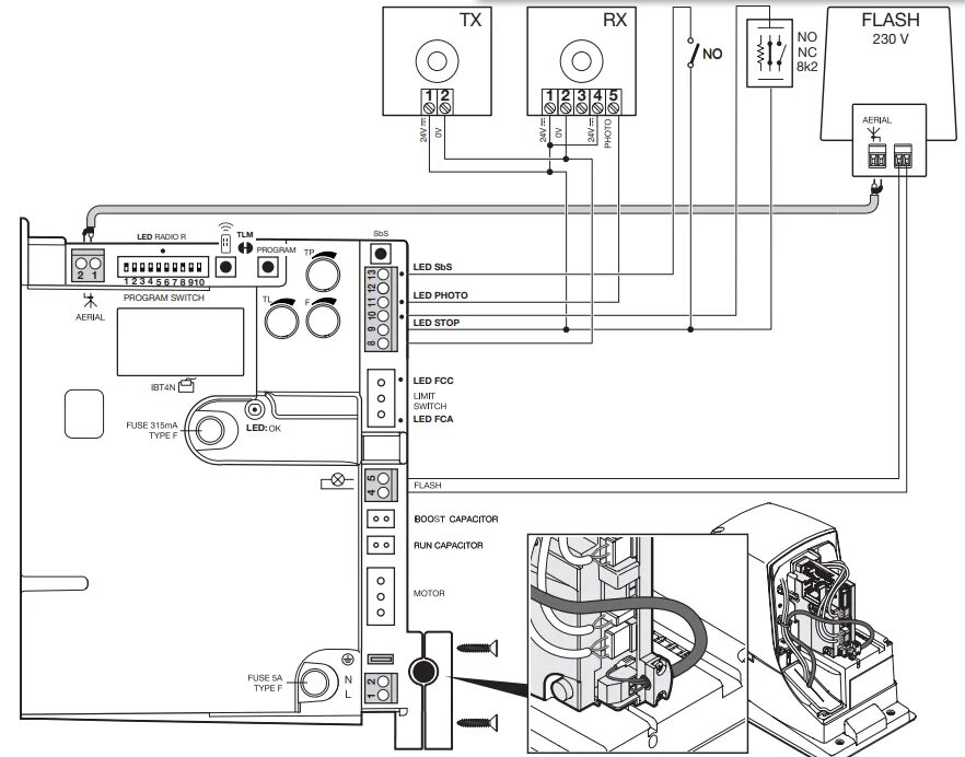 Подключение nice схема Placa electrónica NICE ROA40 Motor ROX600 y ROX1000