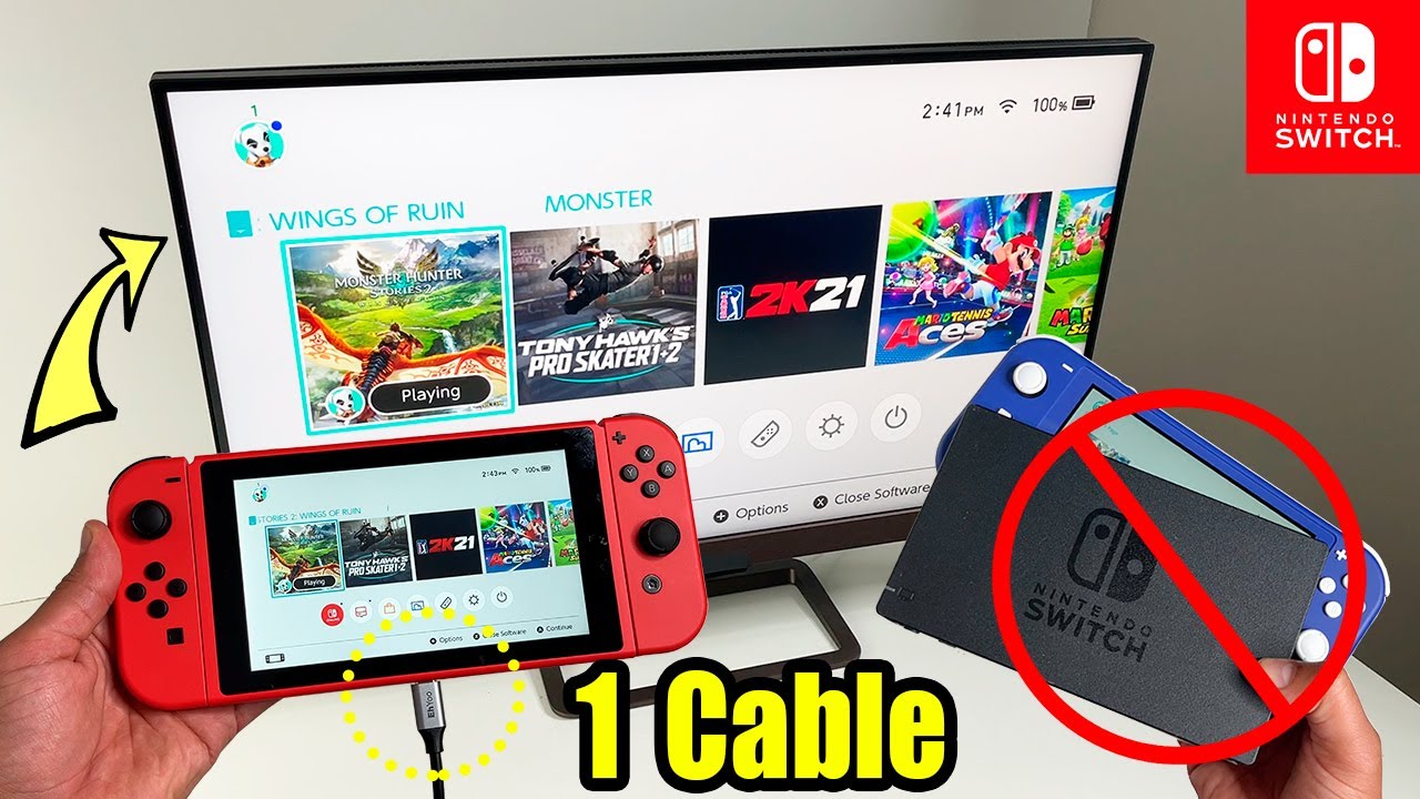 Подключение nintendo switch к компьютеру 1 Cable to Connect Your Nintendo Switch to TV EhYoo USB-C to HDMI Nintendo Switc