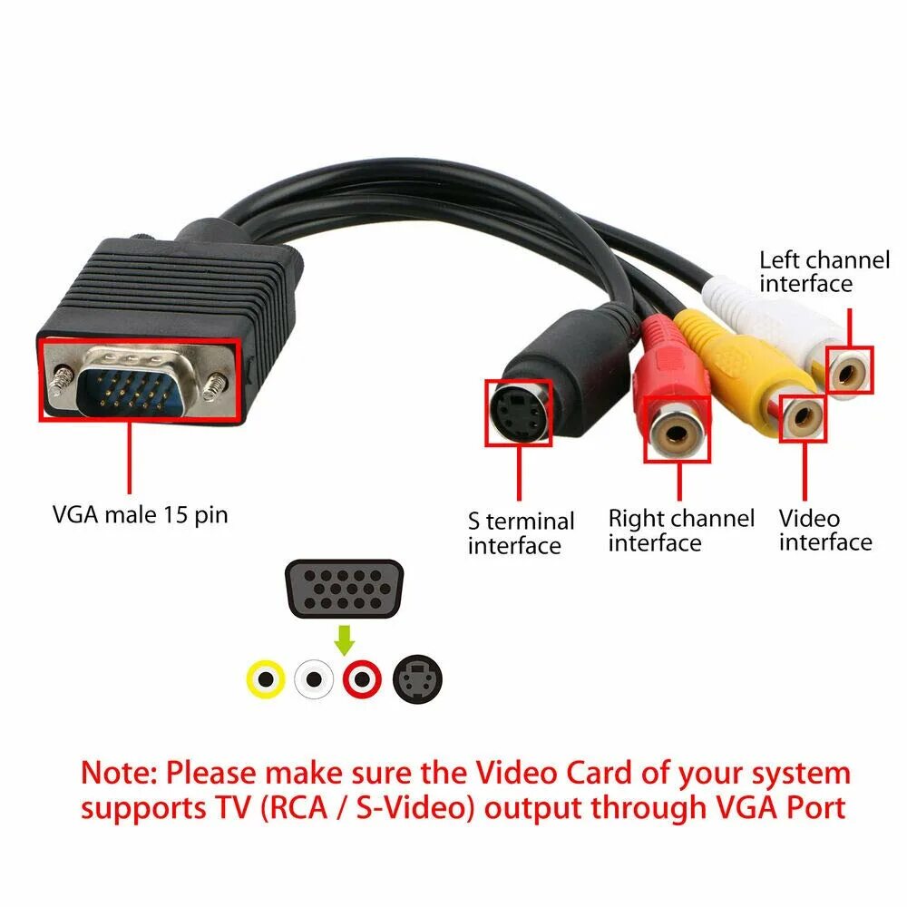 Подключение ноутбука к телевизору через vga Welken Dorf Bewegung vga to s video 3 rca adapter Original Claire Enzyklopädie