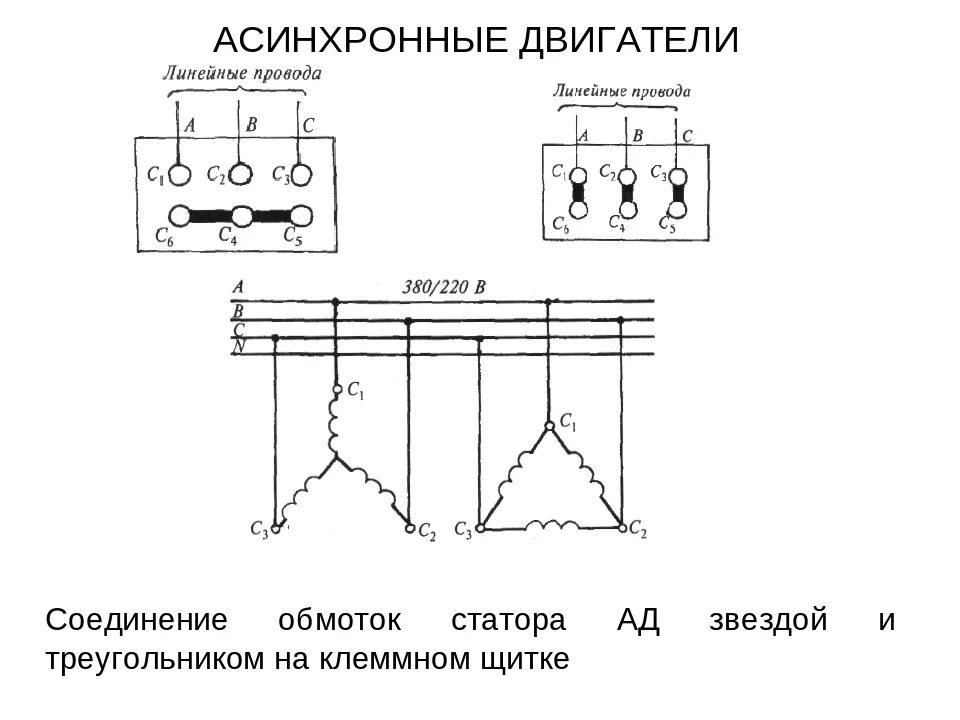 Подключение обмоток асинхронного двигателя Определение соответствия выводных концов обмоток статора машин трехфазного тока 