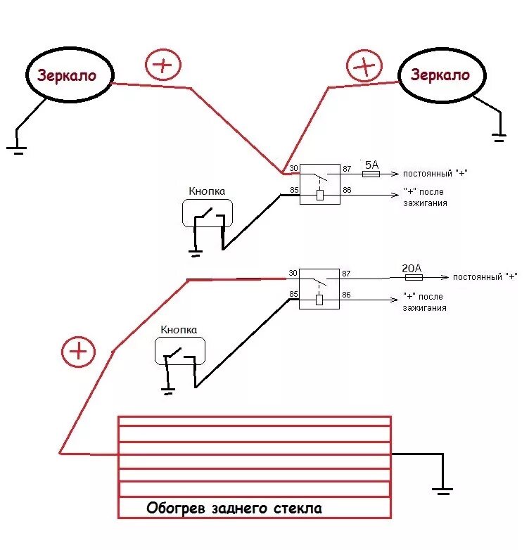 Подключение обогрева заднего Схемы подключения приорозеркал с электрорегулировкой, обогревом + поворотники - 