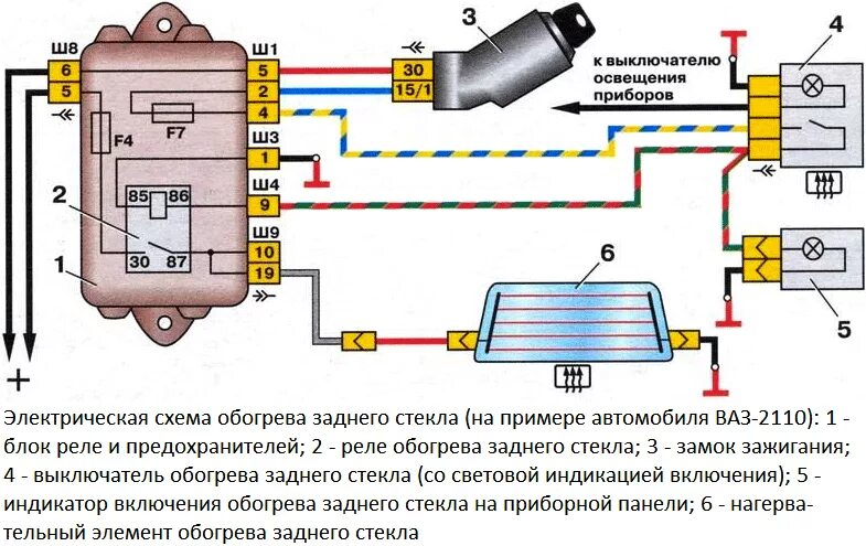 Подключение обогрева заднего стекла ваз 2107 Выключатель обогрева стекла заднего: мороз обзору не помеха