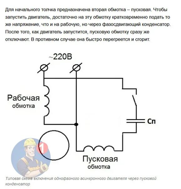 Подключение однофазного двигателя с пусковой обмоткой Схема однофазного двигателя с пусковым конденсатором: найдено 88 изображений