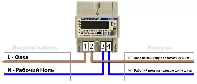 Подключение однофазного счетчика энергомера Подключение однофазного электросчетчика: схемы и способы