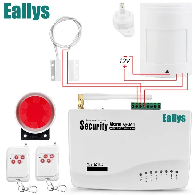 Подключение охранной gsm сигнализации Free Shipping Gsm Alarm System For Home Security System With Wired Pir/door Sens