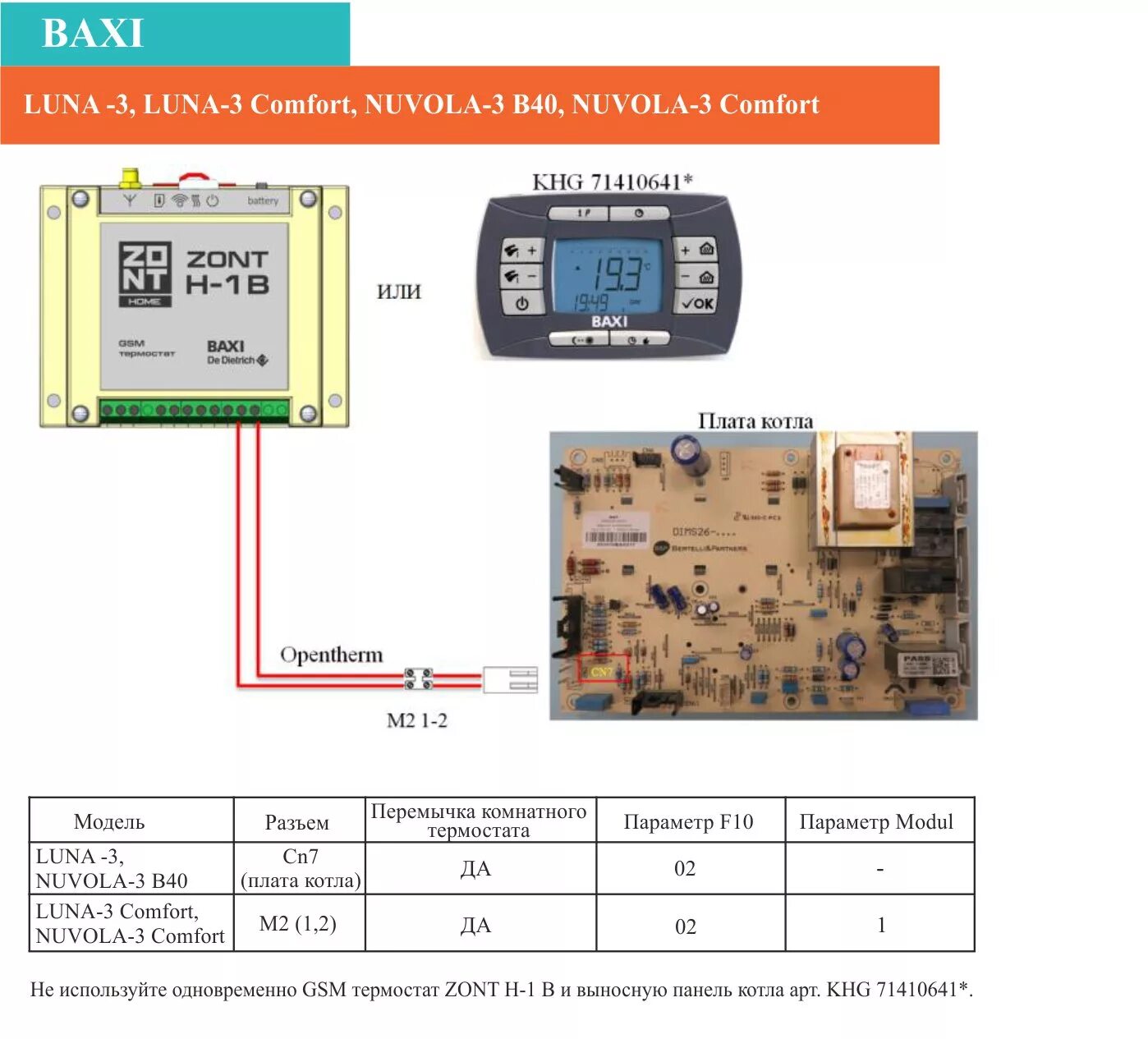Подключение opentherm к котлу baxi Схемы подключения термостатов ZONT к котлам BAXI и ЭВАН