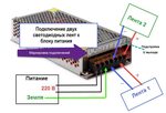 Подключение от двух источников Как подключить диодную ленту к блоку