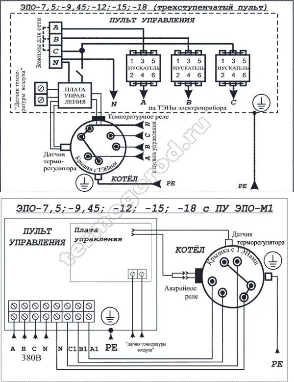 Подключение отопительный прибор эпо 4 схема Электрический котел Эван ЭПО 18