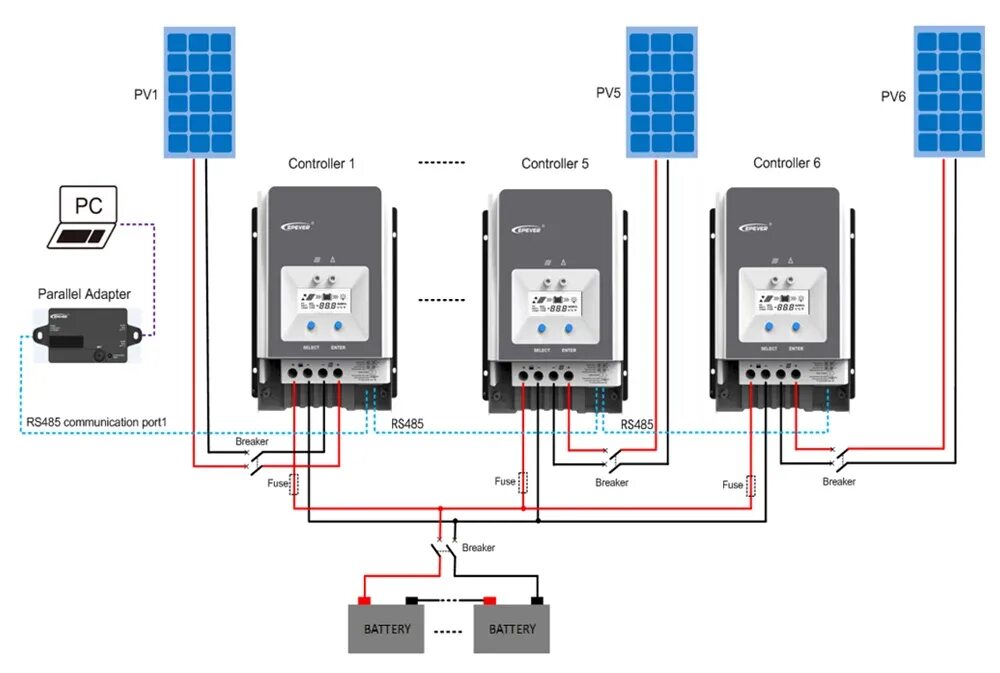 Подключение панелей к инвертору Семейная серия MPPT 50A 60A 80A 100A 12V 24V 36V 48V автоматический Солнечный ко