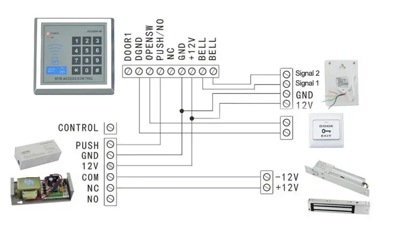 Подключение панели доступа 2014NEW Electronic RFID Proximity Entry Door Lock Access Control System + 10 Key