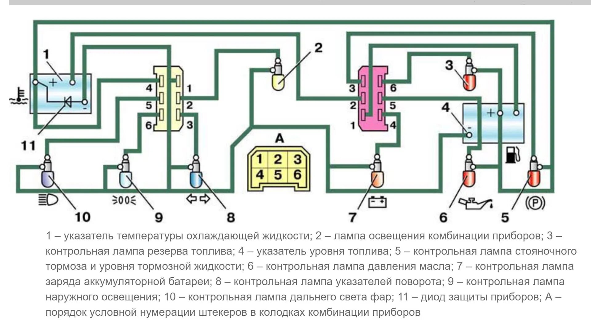 Подключение панели ока Картинки СХЕМА ЩИТКА ПРИБОРОВ ВАЗ 2107