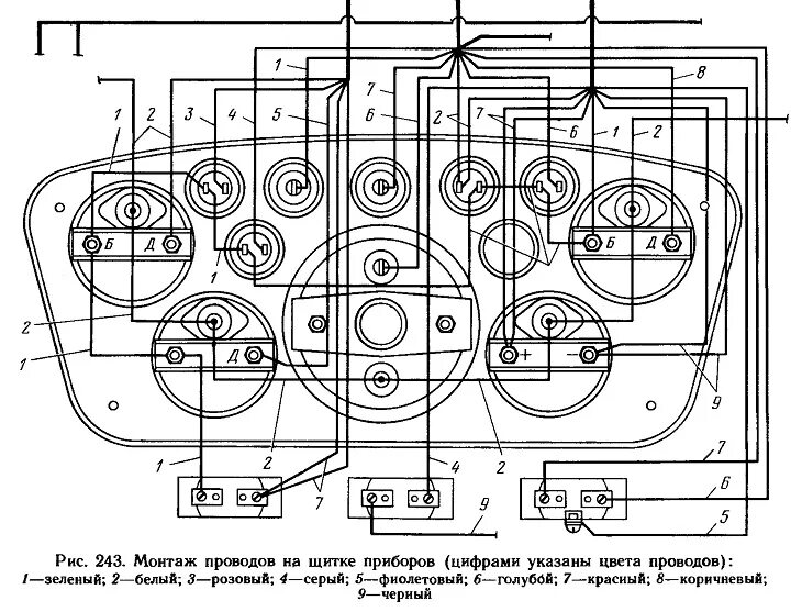 Подключение панели приборов газ 69а Электропроводка и предохранители ГАЗ-66