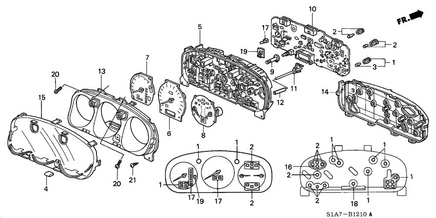 Подключение панели спидометра на хонде степ веган Combination meter components для Honda ACCORD CG9, год: 1999. OEM запчасти - Мег