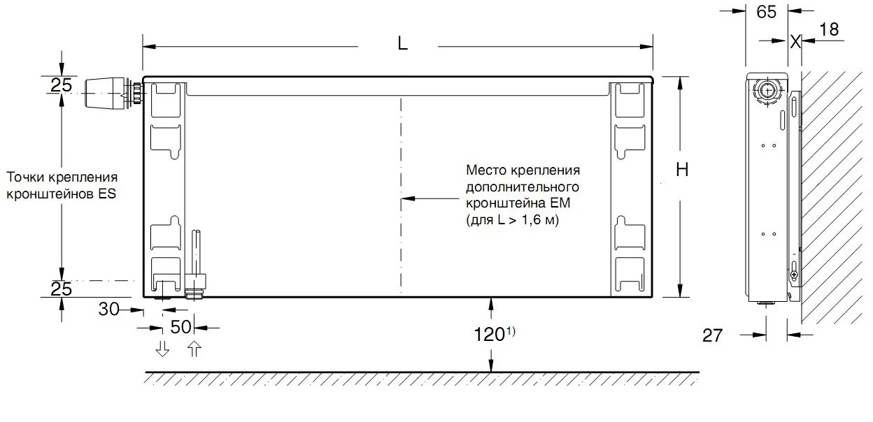 Подключение панельного радиатора будерус Купить Радиатор стальной панельный Buderus VK-Profil 11/500/1600 по цене от 8370